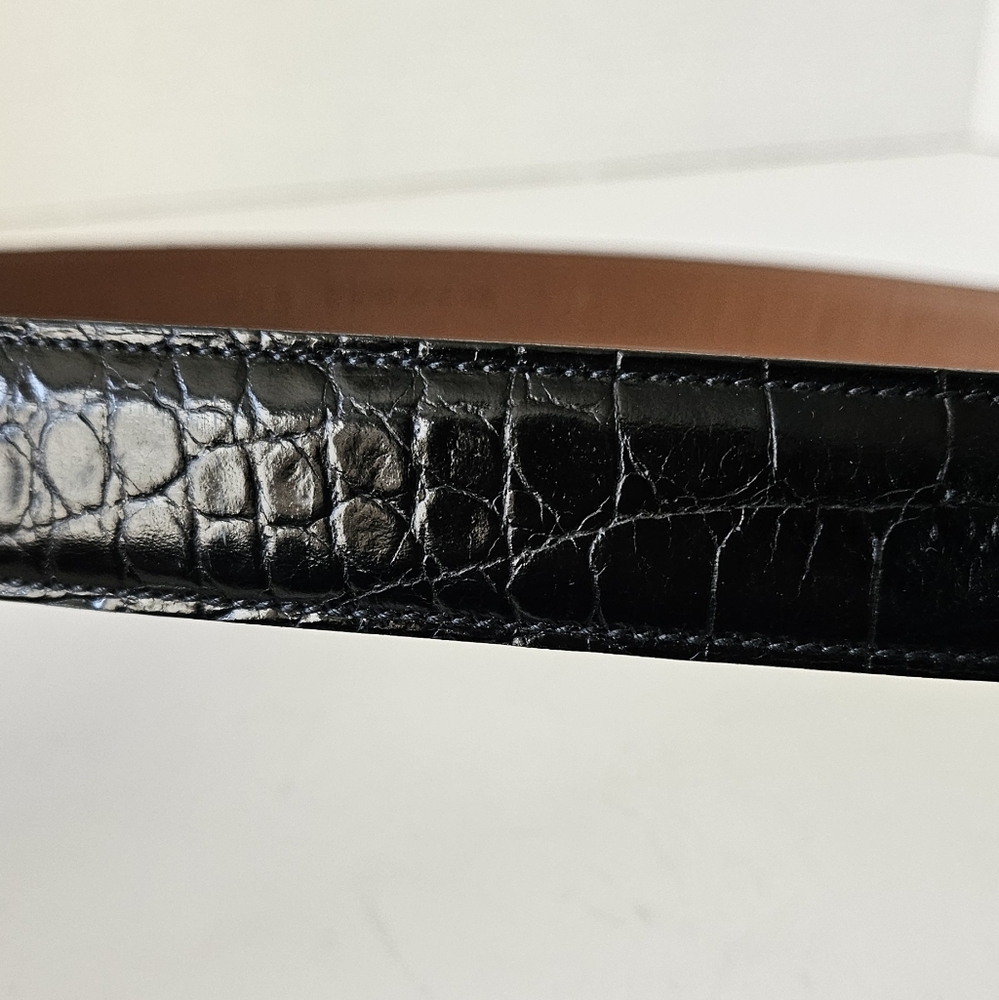Trafalfar Black Croc Embossed Mens‎ Leather Belt Size 44 - Picture 10 of 10